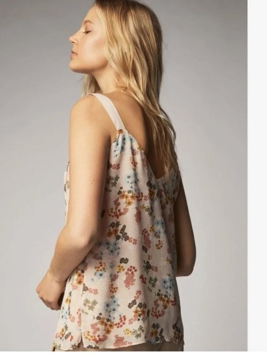 Massimo Dutti Tops - Massimo Dutti Blush Pink Floral Print Chiffon V-Neck Relaxed Top 4 New
